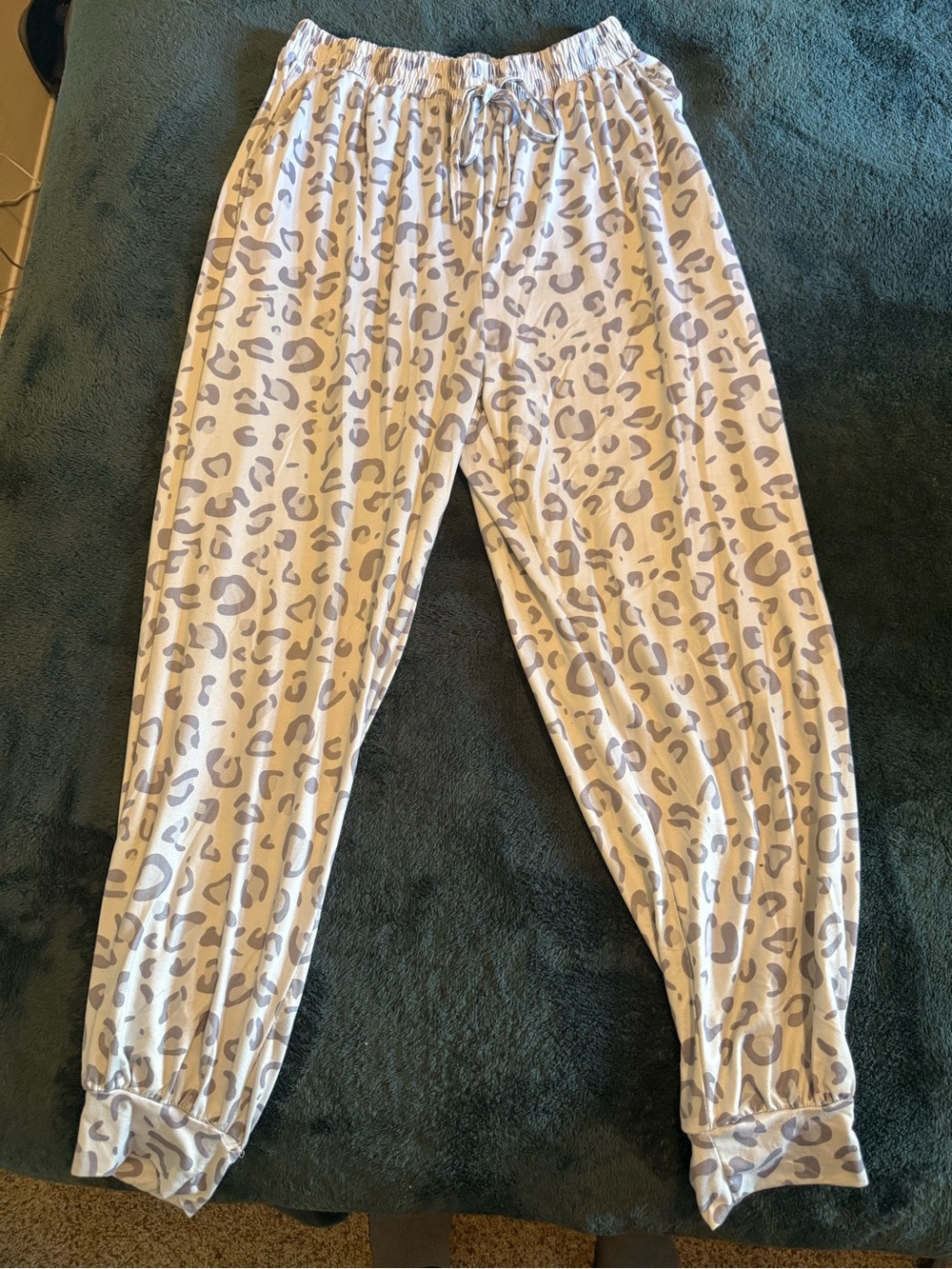 Kids Leopard Print Pajama Pants - Light Gray